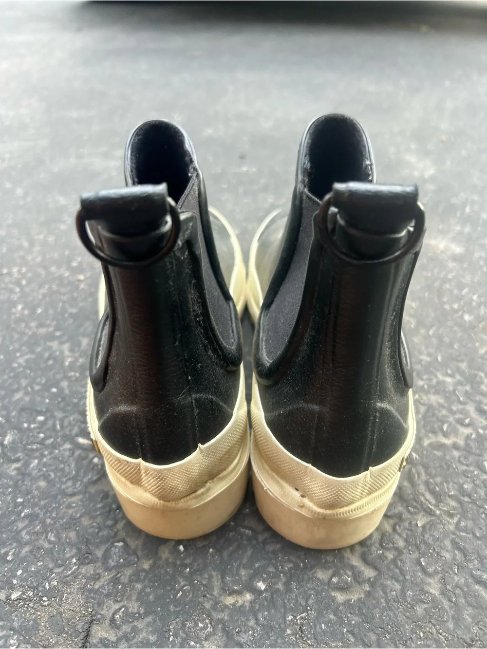 Stutterheim Black Chelsea Rain Ankle Boots with Cream Sole